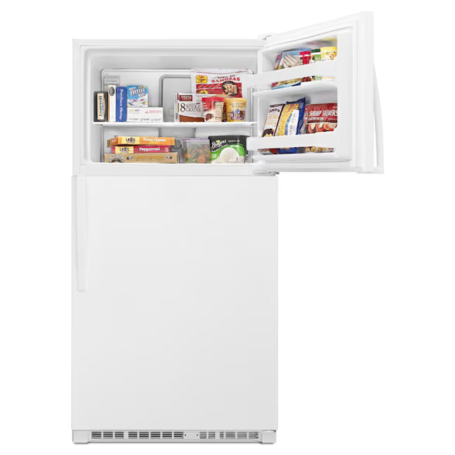 Whirlpool 33" Wide Top Freezer 20.5 cu ft Refrigerator with Ice Maker and Frameless Glass Shelves and Flexi-Slide Bin 22131SD92 - WRT311FZDW - Scratch & Dent (Minor)
