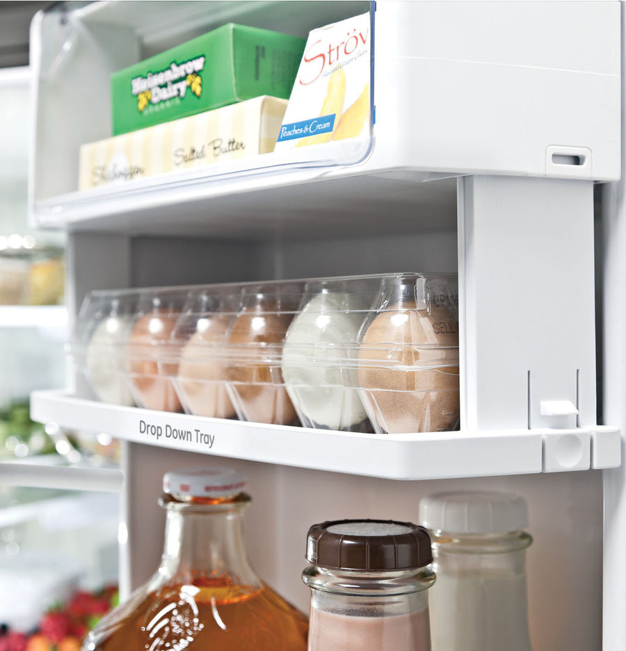 GE Profile™ ENERGY STAR® 22.1 Cu. Ft. Counter-Depth Fingerprint Resistant Stainless French-Door Refrigerator with Hands-Free AutoFill PYE22KYNFS - Certified Refurbished