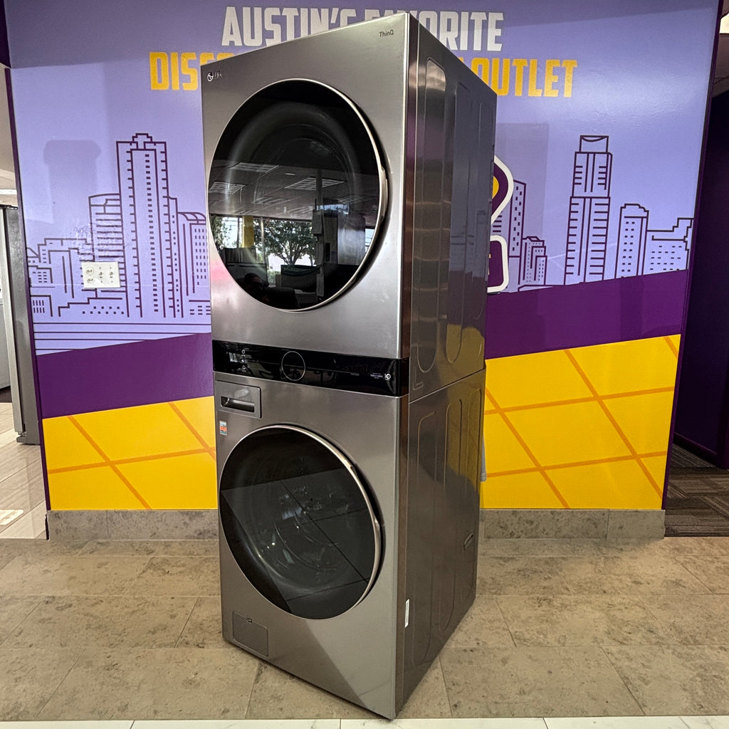 Pictures of LG Graphite Steel Front Load WashTower Single Unit with Center Controls 4.5 Cu. Ft. Washer and 7.4 Cu. Ft. Dryer WKE100HVA - Scratch and Dent (Minor) - Neu Appliance Outlet - Discount Appliance Outlet in Austin, Tx