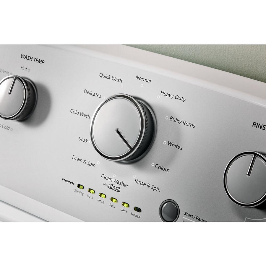 Whirlpool 3.8 cu. ft. Top Load Washer with Stainless Steel Wash Basket and 360 Wash Agitator WTW4816TW - Open Box and Whirlpool White Electric Extra Large 7.0 Cu. Ft. Dryer with Wrinkle Shield WED4815EW - Open Box