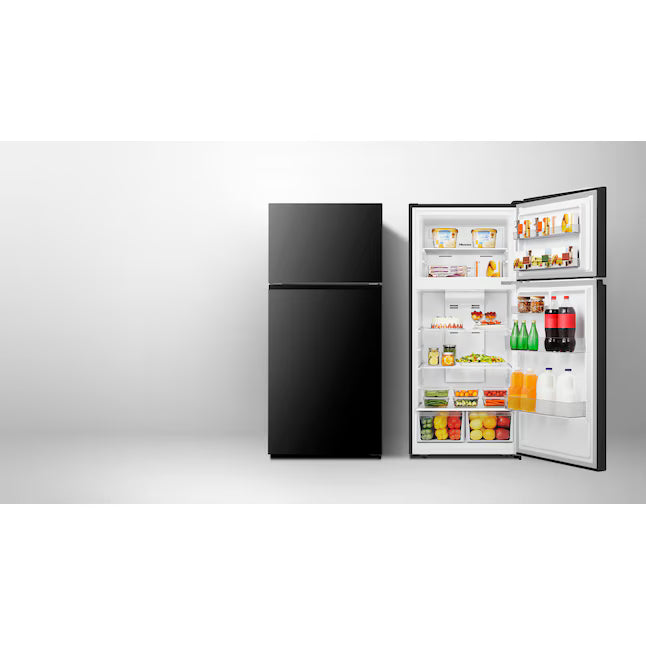 Hisense 18.0-cu ft Standard-Depth 30.0-in Wide Top-Freezer Refrigerator in Black HRT180N6ABD - Open Box
