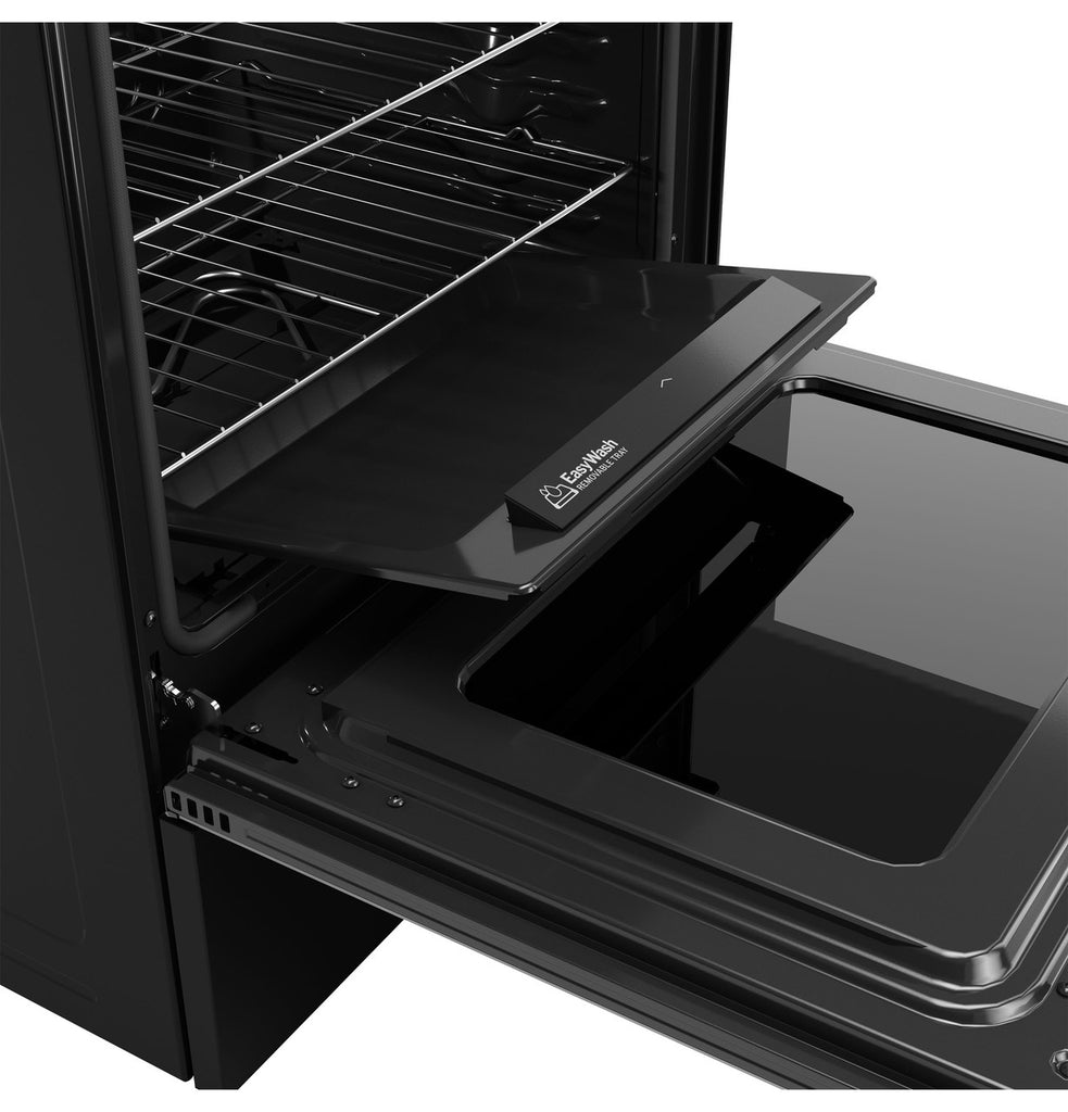 Pictures of GE® ENERGY STAR® 30" Free-Standing Electric Convection Range with No Preheat Air Fry and EasyWash™ Oven Tray GRF600AVBB - New in Box - Neu Appliance Outlet - Discount Appliance Outlet in Austin, Tx