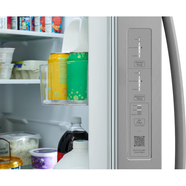 Frigidaire 26.4-cu ft Standard-Depth 36-in Wide Side-by-Side Refrigerator ENERGY STAR Certified in Stainless Steel FRSN2610AF - Scratch & Dent (Moderate)