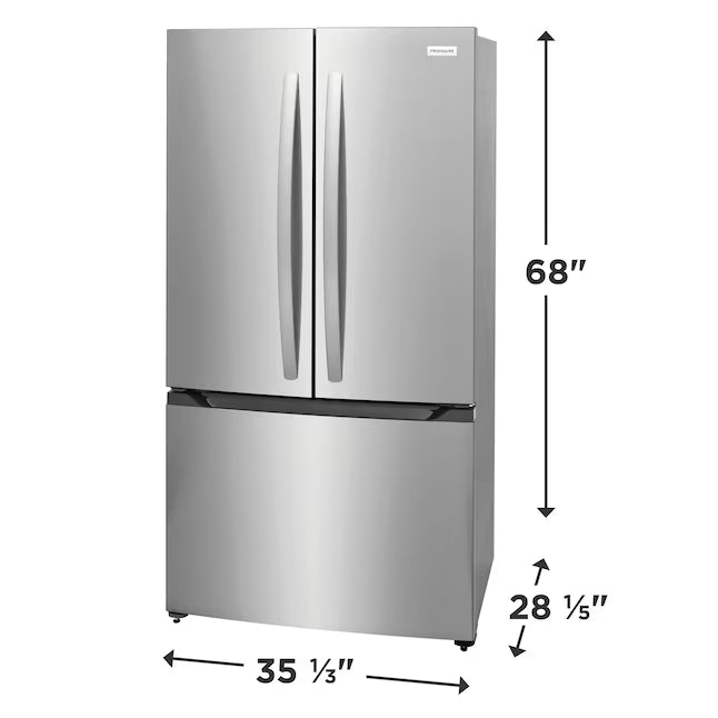 Frigidaire Counter-Depth 19.9-cu ft 35-in Wide French Door Refrigerator with Ice Maker ENERGY STAR Certified in Stainless Steel FRFG201LAV - Scratch & Dent (Minor)