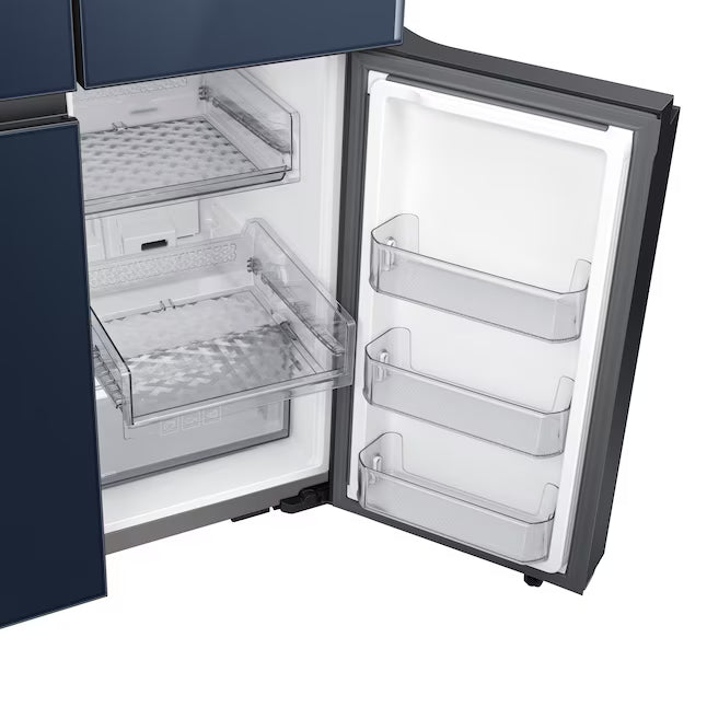 Samsung Bespoke 22.8-cu ft 4-Door Counter-depth Smart French Door Refrigerator with Dual Ice Maker and Door within Door ENERGY STAR in Navy Glass RF23A967541 - Certified Refurbished