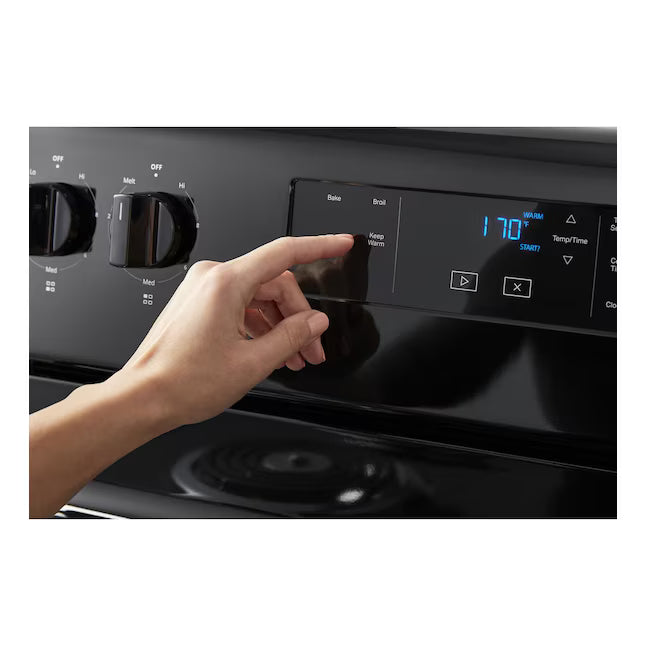 Whirlpool 30" Black 4.8 cu. ft. Electric Coil Top Range with Keep Warm Setting WFC150M0JB - Scratch & Dent (Minor)