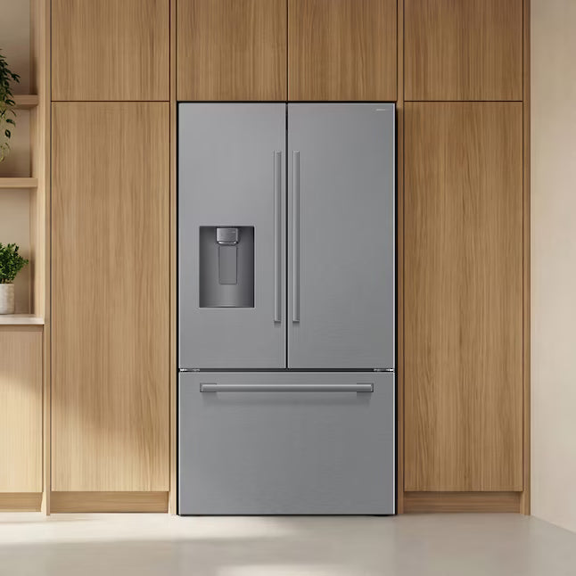 Samsung 36 in. 29 cu. ft. Standard Depth 3-Door French Door Refrigerator in Stainless Steel w/Zero Clearance and Dual Ice Maker RF70H30GER - Scratch & Dent (Minor)