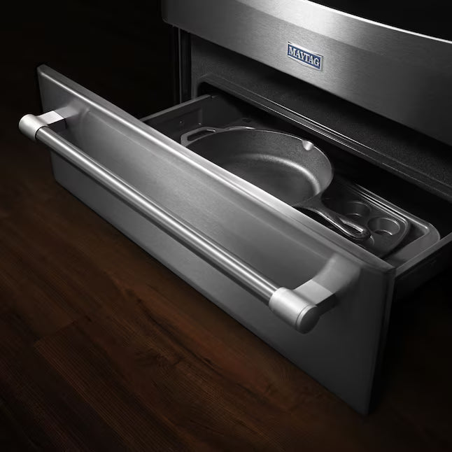 Maytag Glass Top 5 Elements 6.2-cu ft Self-Cleaning Freestanding Electric Range in Stainless Steel 25139SD774 - MER8700DS