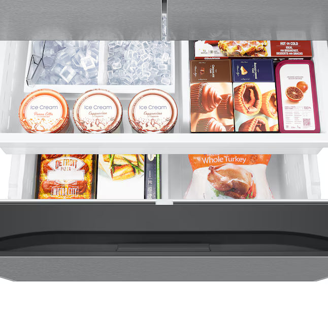 Samsung Stainless Steel 30 cu. ft. Mega Capacity 3-Door French Door Refrigerator with Family Hub™  RF32CG5900SRAA - Scratch & Dent (Major)