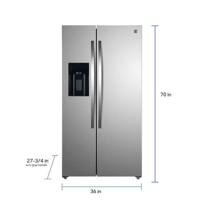 Kenmore 20-cu ft Counter-Depth Side-by-Side Refrigerator with Ice Maker,Water and Ice Dispenser ENERGY STAR Certified 22137396 - 897.51805320 - Scratch & Dent (Minor)