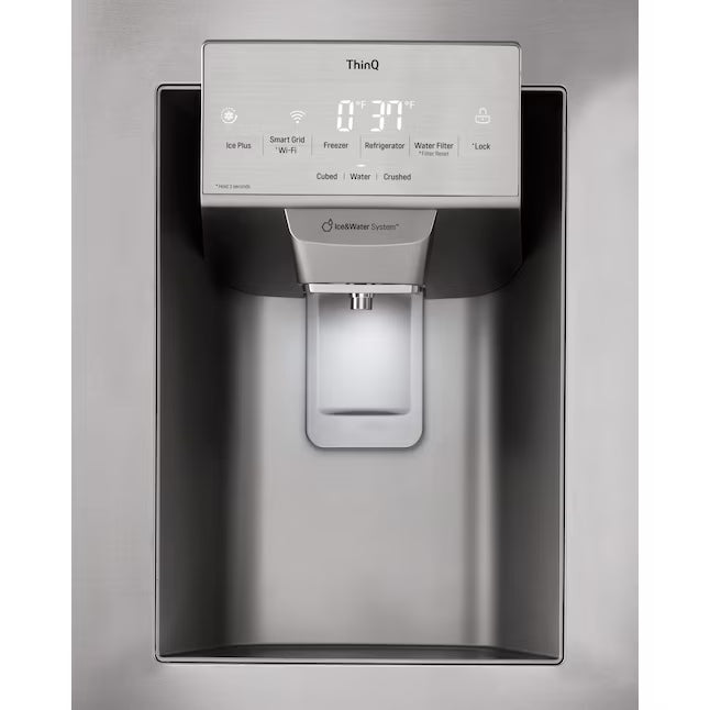 LG 28 cu. ft. 3 Door French Door, Ice and Water with Single Ice Maker in Printproof Stainless Steel LRFS28XBS - Scratch & Dent (Moderate)