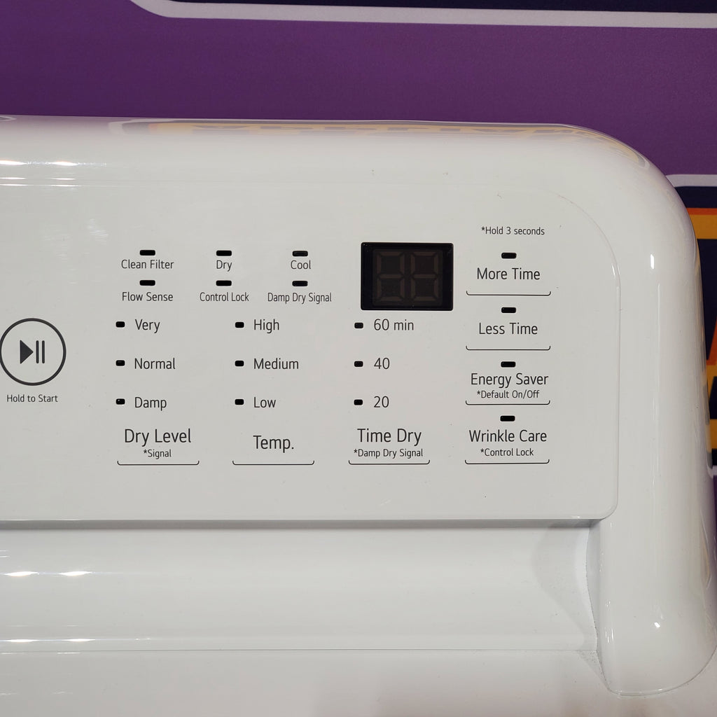 LG 7.3 cu. ft. Ultra Large High Efficiency Electric Dryer in White 24SD04 - DLE7000W - Scratch & Dent (Minor)