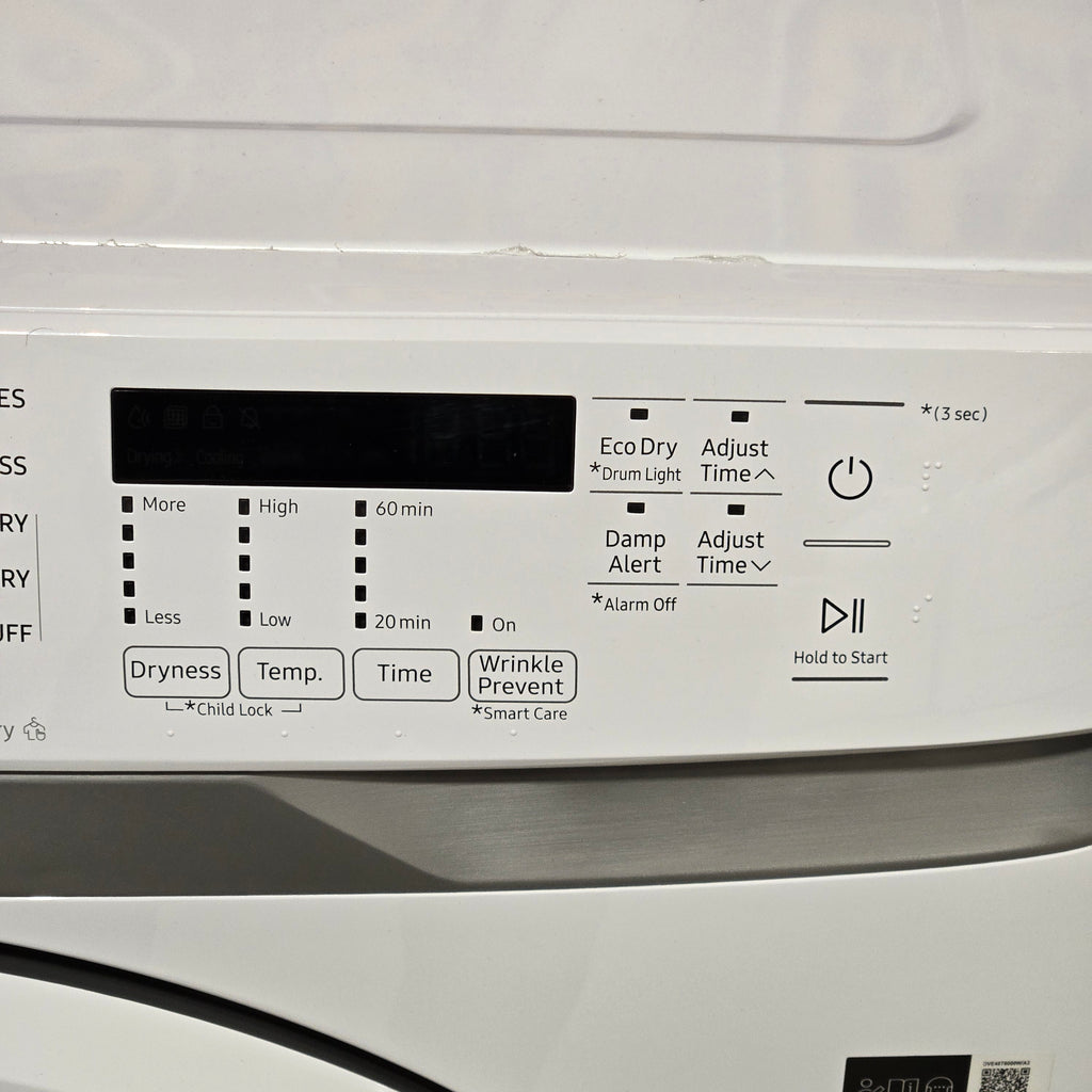 Pictures of Samsung 7.5 cu. ft. Front Load Electric Dryer with Smart Care in White 6SD92 - DVE45T6000W - Open Box - Neu Appliance Outlet - Discount Appliance Outlet in Austin, Tx