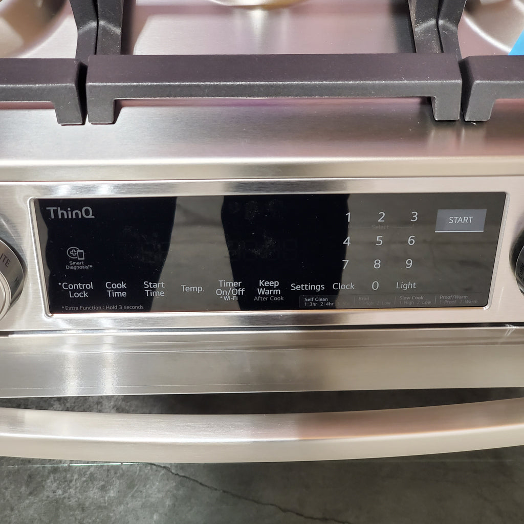 Pictures of LG 6.3 cu ft. Smart wi-fi Enabled ProBake Convection® InstaView® Gas Slide-In Range with Air Fry in Print Proof Stainless Steel 10SD34 - LSGL6335F - Open Box - Neu Appliance Outlet - Discount Appliance Outlet in Austin, Tx