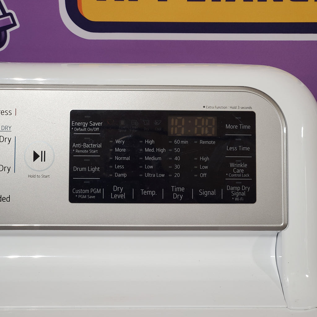 LG 4.5 cu. ft. Ultra Large High Efficiency Top Load Washer w/ WaveForce™ WT4970CW - Certified Refurbished and LG 7.3 cu. ft. Ultra Large Capacity Smart Wi-Fi Enabled Electric Dryer with Sensor Dry Technology 16115 - DLE7300WE - Certified Refurbished