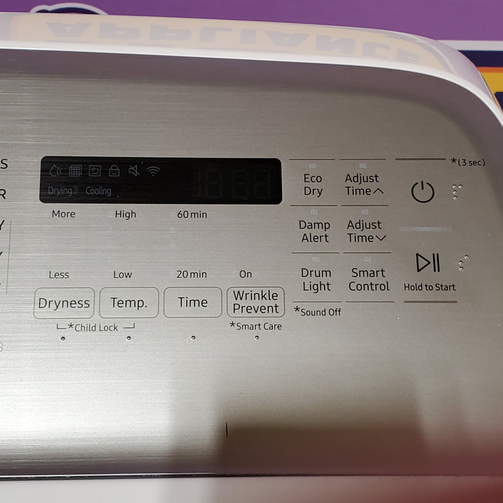 Samsung White Smart Electric 7.4 Cu. Ft. Dryer with Sensor Dry and Steam Sanitize+ 24SD10 - DVE52A5500W - Scratch & Dent (Minor)