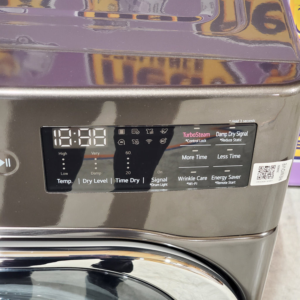 Pictures of LG Black Steel 9.0 cu. ft. Mega Capacity Smart wi-fi Enabled Front Load Electric Dryer with TurboSteam™ and Built-In Intelligence 6SD67 - DLEX8900B - Open Box - Neu Appliance Outlet - Discount Appliance Outlet in Austin, Tx