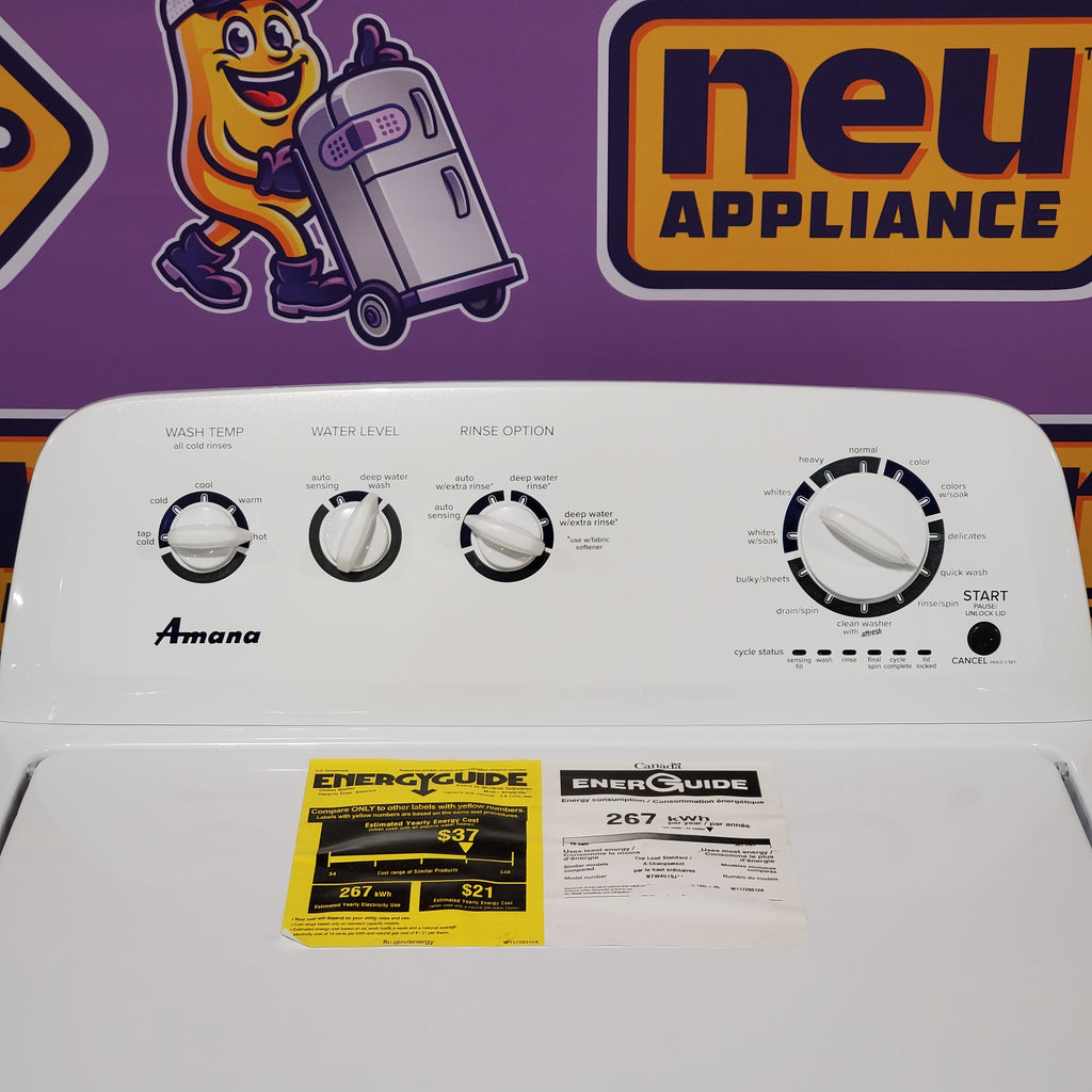Amana Top Load 3.8 Cu. Ft. Washer with High Efficiency Agitator in White 24SD24 - NTW4519JW - Scratch & Dent (Minor)