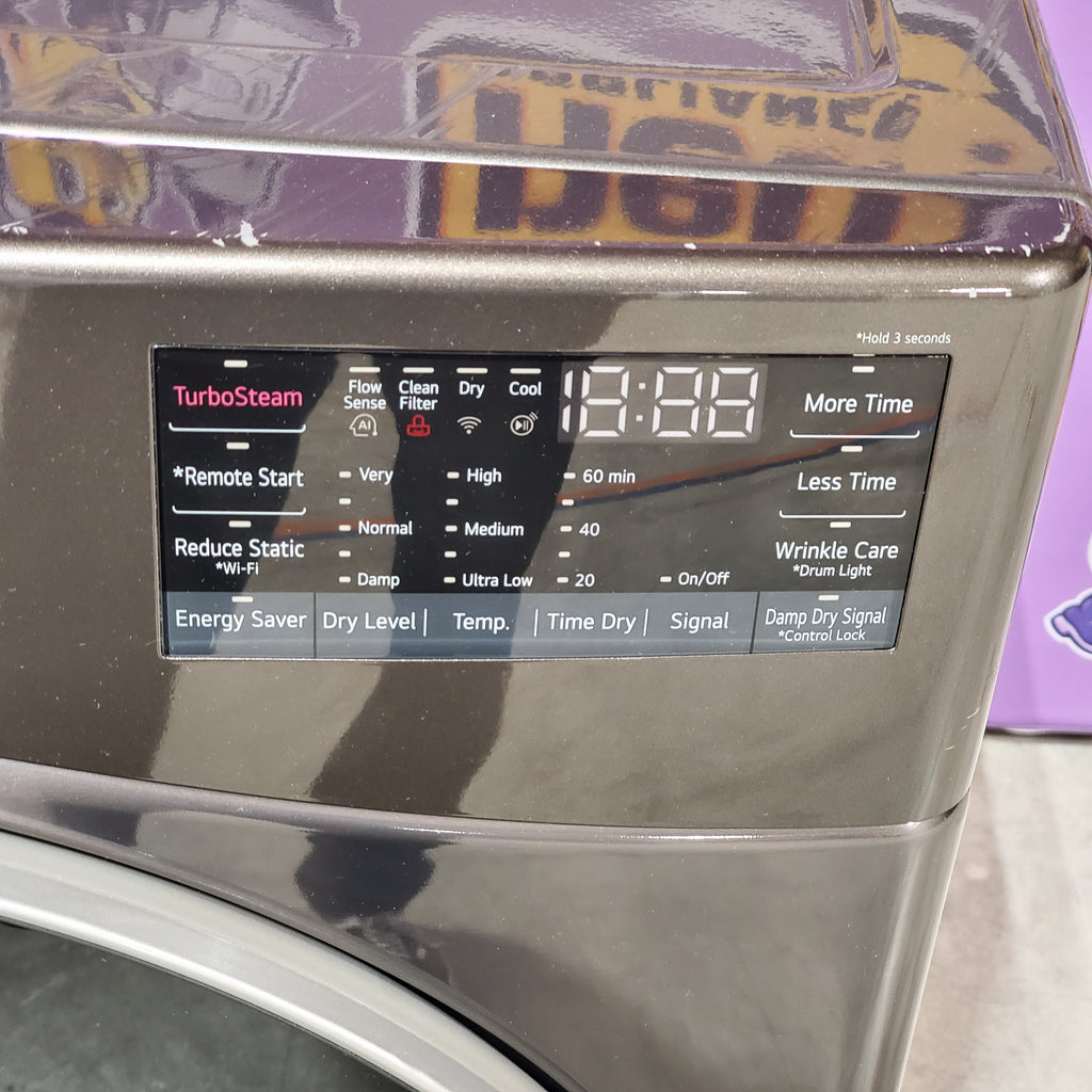 Pictures of LG Black Steel Smart Wi-Fi Enabled Front Load Electric 7.4 Cu. Ft. Dryer with TurboSteam and Built-In Intelligence 3SD879 - DLEX4000B - Scratch & Dent (Moderate) - Neu Appliance Outlet - Discount Appliance Outlet in Austin, Tx
