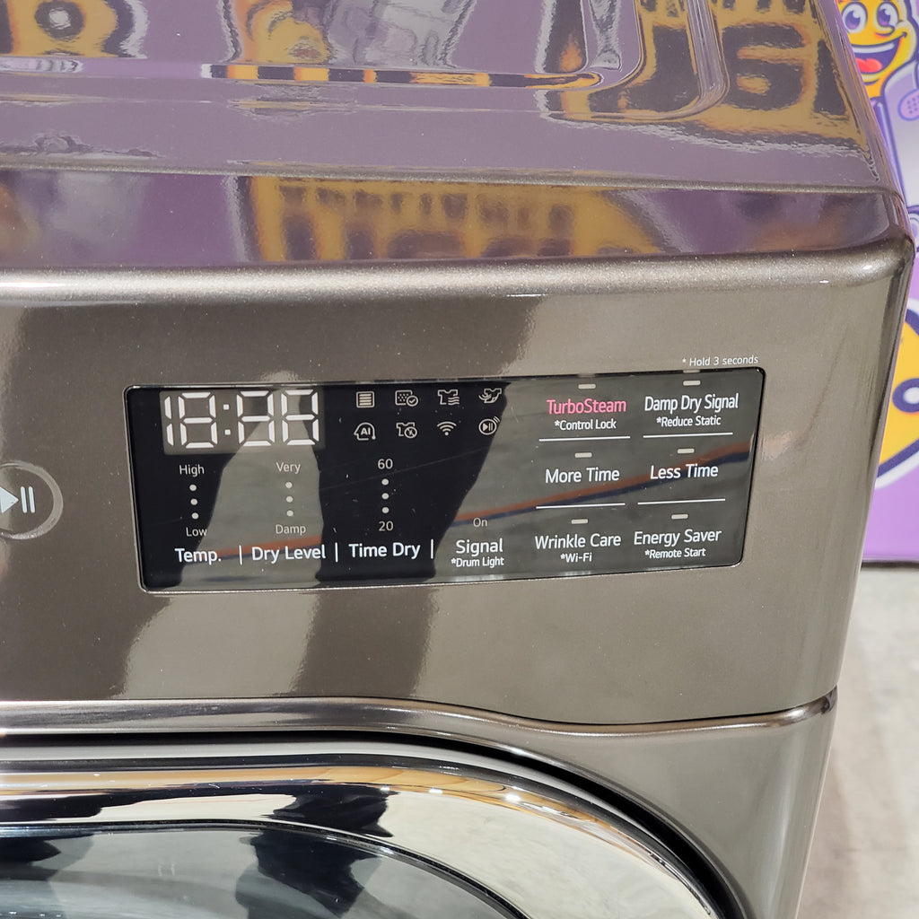 Pictures of LG Black Steel 9.0 cu. ft. Mega Capacity Smart wi-fi Enabled Front Load Electric Dryer with TurboSteam™ and Built-In Intelligence 6SD84 - DLEX8900B - Open Box - Neu Appliance Outlet - Discount Appliance Outlet in Austin, Tx