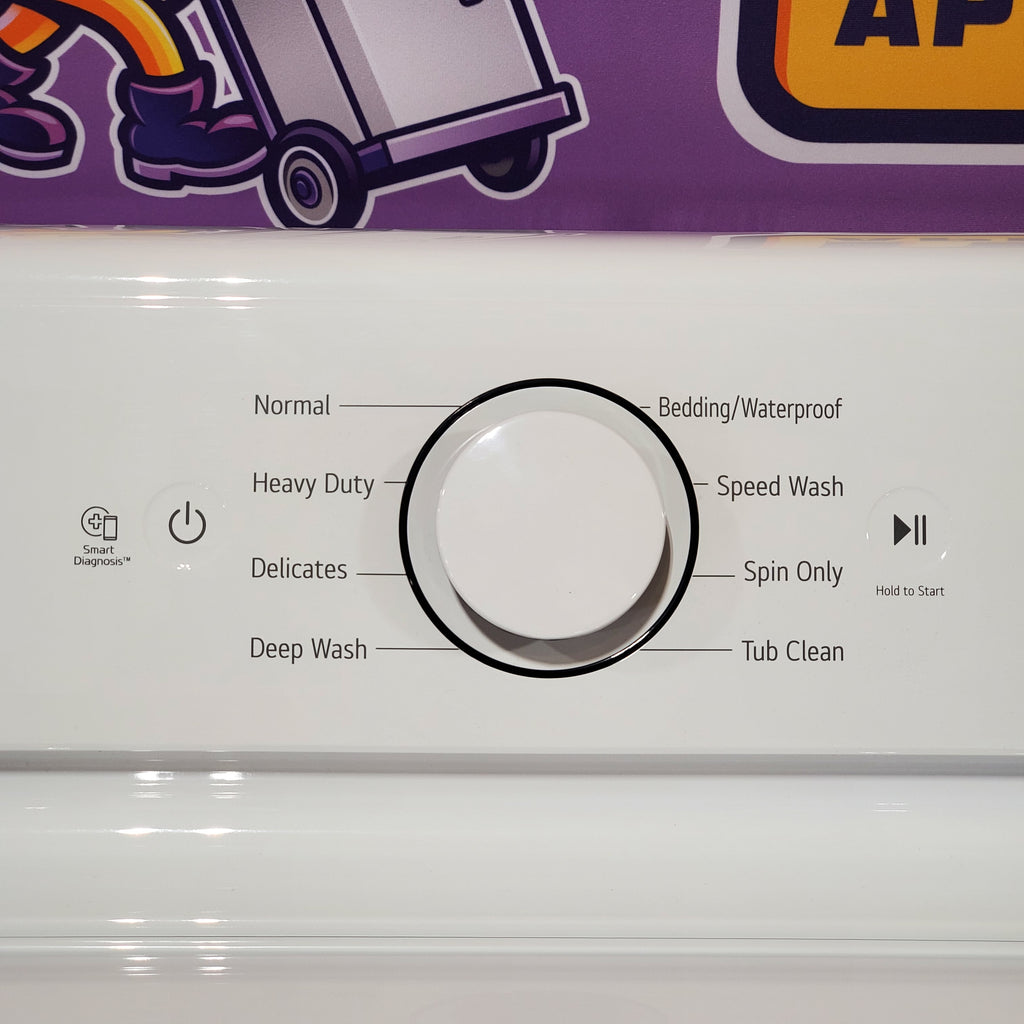 LG 4.3 cu. ft. Capacity Top Load Washer with TurboDrum™ Technology and Impeller WT6100CW - Scratch & Dent (Minor) and LG 7.3 Cu. Ft.  Electric Rear Control Ultra Large Capacity Dryer in White with Sensor Dry 16068 - DLE6100W - Scratch & Dent (Minor)