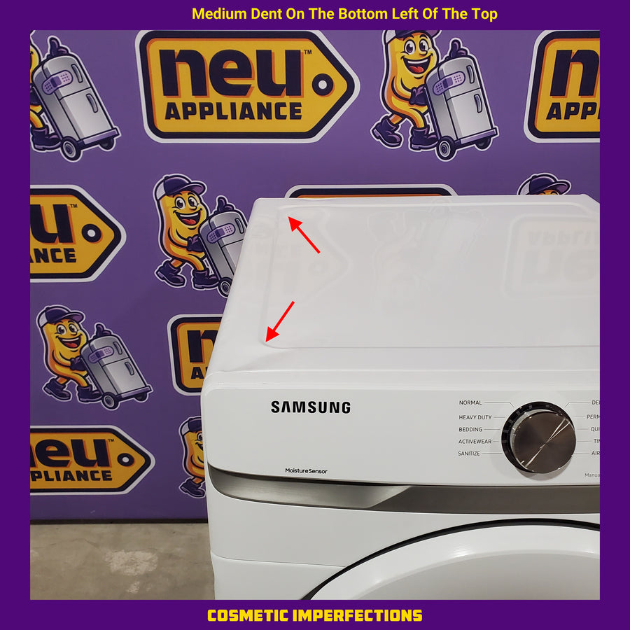 Samsung 7.5 cu. ft. Front Load Electric Dryer with Smart Care in White 30133SD142 - DVE45T6000W - Scratch & Dent (Major)