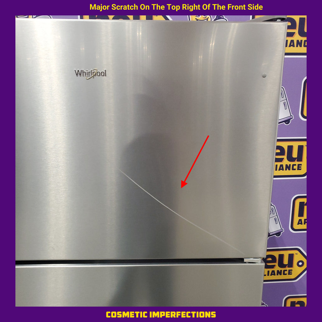 Pictures of Whirlpool 33" Wide 20.5 cu. ft. Top Freezer Refrigerator with Flexi-Slide Bin in Fingerprint-Resistant Stainless Steel 3SD672 - WRT311FZDZ - Scratch & Dent (Moderate) - Neu Appliance Outlet - Discount Appliance Outlet in Austin, Tx