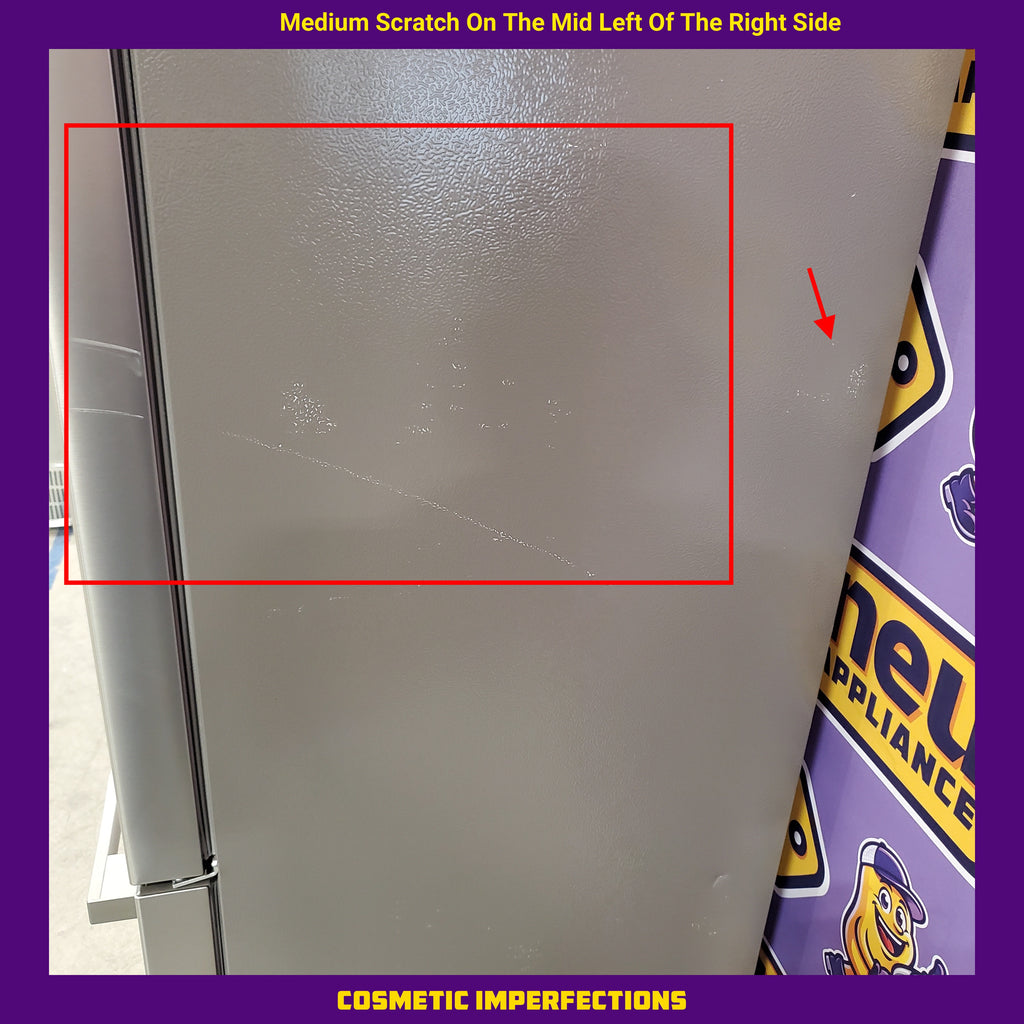 Pictures of Hisense Counter Depth Bottom Freezer 17.2 Cu. Ft. Refrigerator with LED Lighting and Super Cool and Super Freeze in Fingerprint Stainless Steel 24SD051 - HRB171N6ASE - Scratch and Dent (Minor) - Neu Appliance Outlet - Discount Appliance Outlet in Austin, Tx