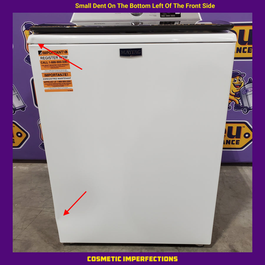Maytag Top Load 4.8 cu ft Washer with Deep Fill and Slow-Close Glass Lid MVW6200KW - Scratch & Dent (Minor) and Maytag 7.0 cu ft Electric Dryer with Moisture Sensing and Quick Dry Cycle 16158 - MED6200KW - Scratch & Dent (Minor)