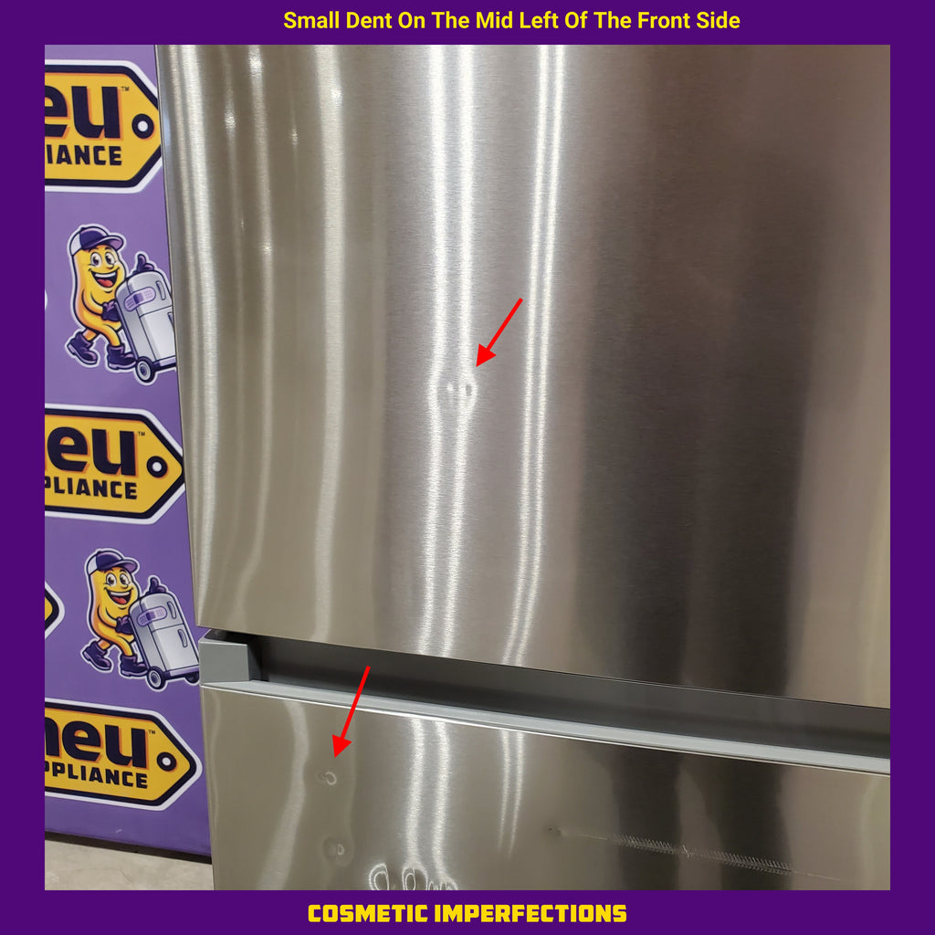 Pictures of Midea 14 cu. ft. Garage Ready Top-Freezer Refrigerator in Stainless Steel 22231SD318 - MRT14D2BST - Scratch & Dent (Major) - Neu Appliance Outlet - Discount Appliance Outlet in Austin, Tx