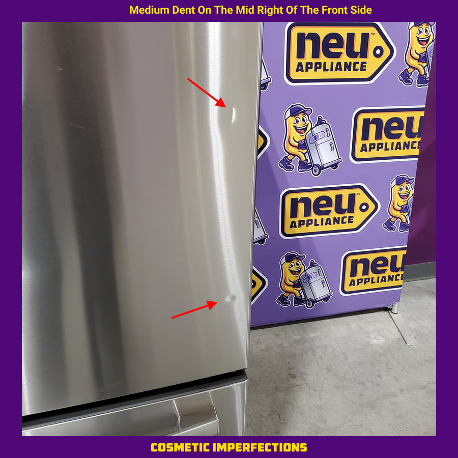 GE Energy Star 3 Door French Door 27.7 Cu. Ft. Refrigerator with TwinChill Evaporators in Fingerprint Resistant Stainless Steel GFE28GYNFS - Scratch & Dent (Major)