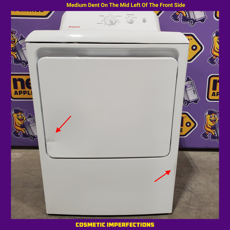 Hotpoint 6.2 cu. ft. Capacity Electric Dryer with Up To 120 ft. Venting and Shallow Depth 25131SD949 - HTX26EASWWW - Scratch & Dent (Major)