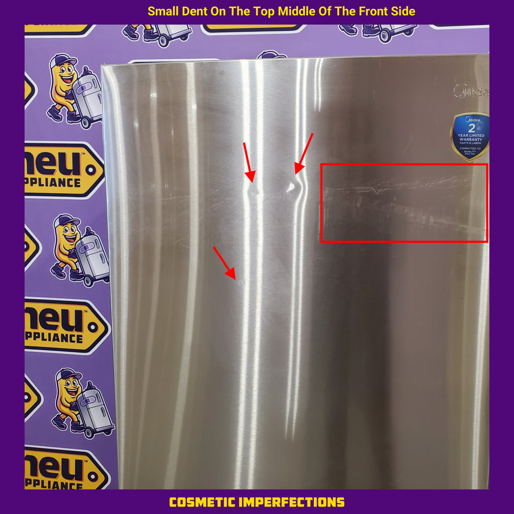 Pictures of Midea 18.7 cu. ft. Garage Ready Bottom-Freezer Refrigerator in Stainless Steel 30134SD208 - MRB19B7AST - Scratch & Dent (Major) - Neu Appliance Outlet - Discount Appliance Outlet in Austin, Tx