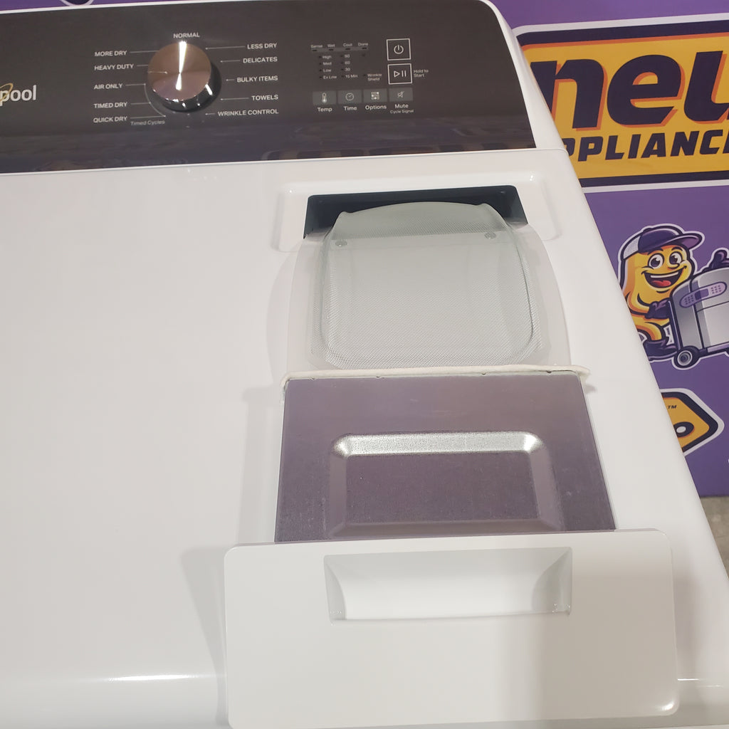 Whirlpool 5.2–5.3 Cu. Ft. Top Load Washer in White with Removable Agitator WTW6157PW - Open Box and Whirlpool 7.0 cu. ft. Electric Dryer with Hamper Door 16062 - WED5010LW - Open Box