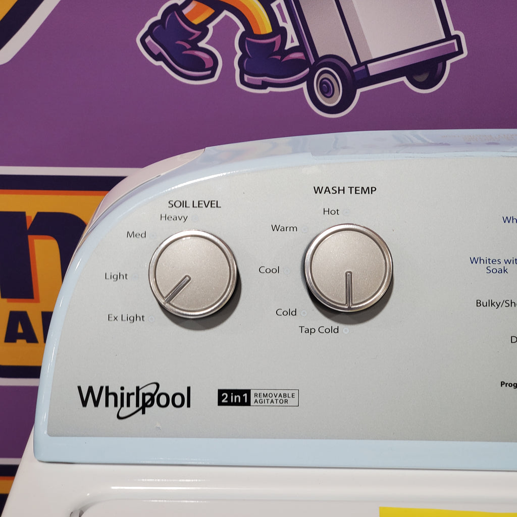 Whirlpool 3.8–3.9 Cu. Ft.  Top Load Washer with  2 in 1 Removable Agitator and Soil Level Selection WTW4957PW - Open Box and Whirlpool 7-cu ft Vented Electric Dryer 16049 - WGD4815EW - Scratch & Dent (Minor)