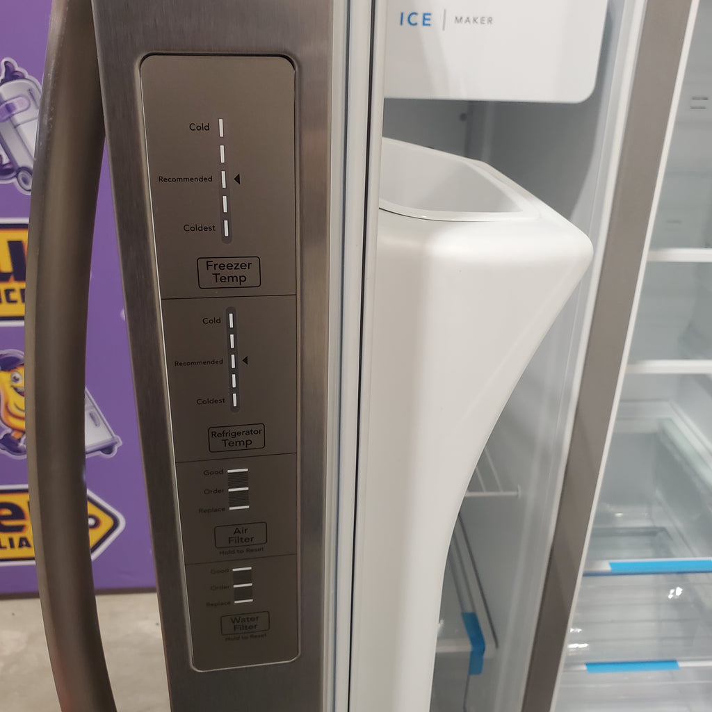 Pictures of Frigidaire 25.6 cu. ft. ENERGY STAR Side by Side Refrigerator with Exterior Water and Ice Dispenser in Stainless Steel FRSS2623AS - Open Box - Neu Appliance Outlet - Discount Appliance Outlet in Austin, Tx