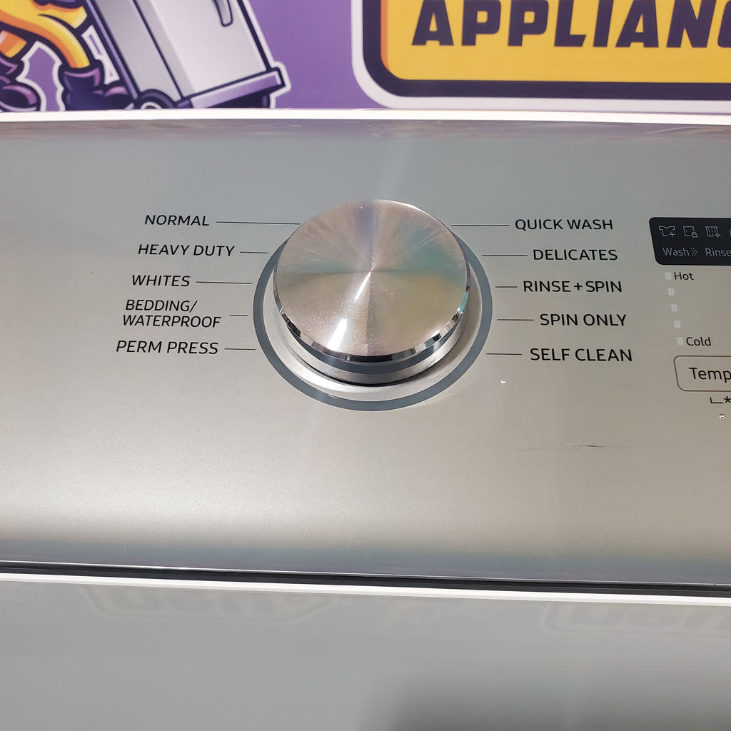 Pictures of Samsung White Top Load 5.0 Cu. Ft. Washer with Active Water Jet WA50R5200AW - Certified Refurbished and Samsung White Electric 7.4 Cu. Ft. Dryer with Sensor Dry DVE50R5200W - Open Box - Neu Appliance Outlet - Discount Appliance Outlet in Austin, Tx