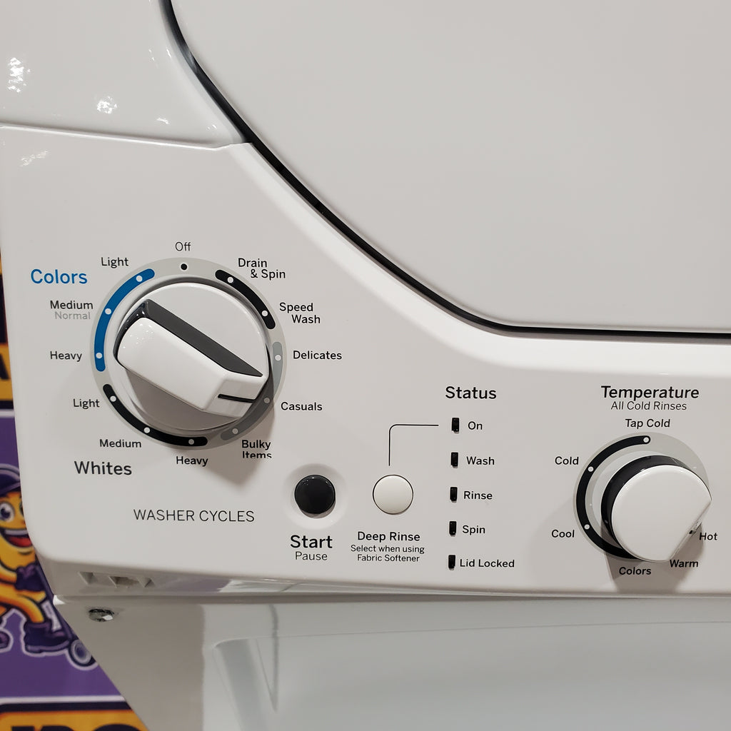 Pictures of GE 24 in. Spacemaker 2.3 cu. ft. Washer and 4.4 cu. ft. Gas Laundry Center with Stainless Steel Wash Basket 31131SD11 - GUD24GSSMWW - Scratch & Dent (Minor) - Neu Appliance Outlet - Discount Appliance Outlet in Austin, Tx