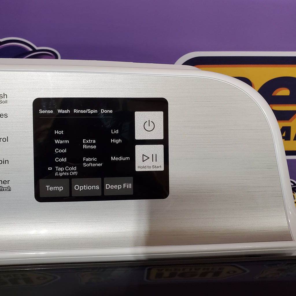 Pictures of Maytag Top Load 4.8 cu ft Washer with Deep Fill and Slow-Close Glass Lid MVW6200KW - Scratch & Dent (Minor) and Maytag 7.0 cu ft Electric Dryer with Moisture Sensing and Quick Dry Cycle 16221 - MED6200KW - Scratch & Dent (Moderate) - Neu Appliance Outlet - Discount Appliance Outlet in Austin, Tx