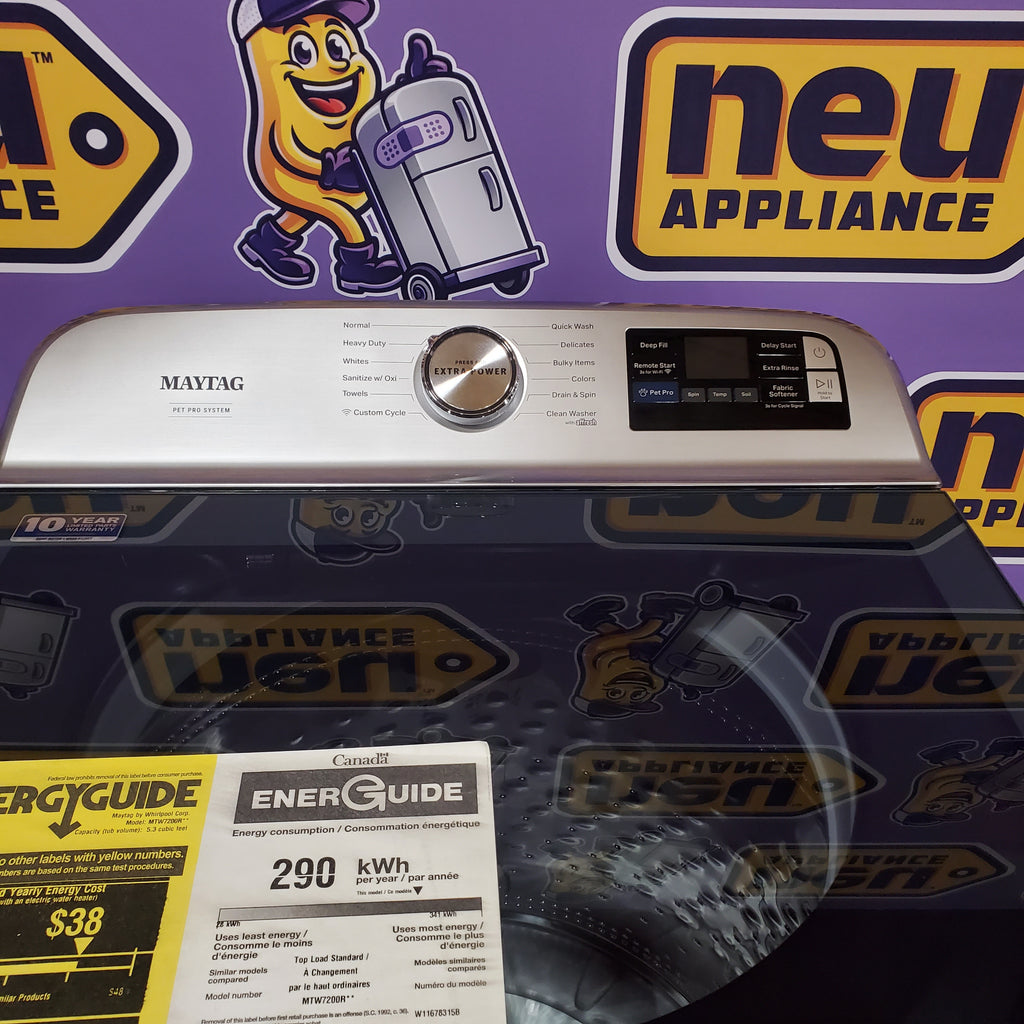 Pictures of Maytag 5.3 Cu. Ft. Pet Pro Top Load Impeller Washer with Extra Power MTW7200RF - Scratch & Dent (Minor) and Maytag 7.4 Cu. Ft. Pet Pro Top Load Electric Dryer with Sanitize Cycle 16126 - MED7205RF - Scratch & Dent (Minor) - Neu Appliance Outlet - Discount Appliance Outlet in Austin, Tx
