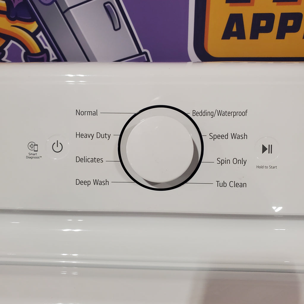 LG 4.3 cu. ft. Capacity Top Load Washer with TurboDrum™ Technology and Impeller WT6100CW - Open Box and LG 7.3 Cu. Ft.  Electric Rear Control Ultra Large Capacity Dryer in White with Sensor Dry 16058 - DLE6100W - Open Box