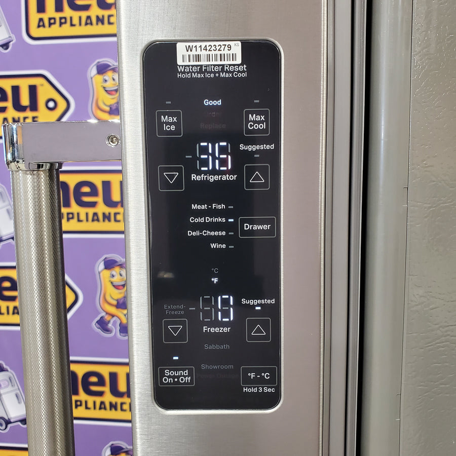KitchenAid 23.8 cu. ft. Counter-Depth French Door Platinum Interior Refrigerator with PrintShield™ Finish 31133SD123 - KRFC704FPS - Scratch and Dent (Moderate)