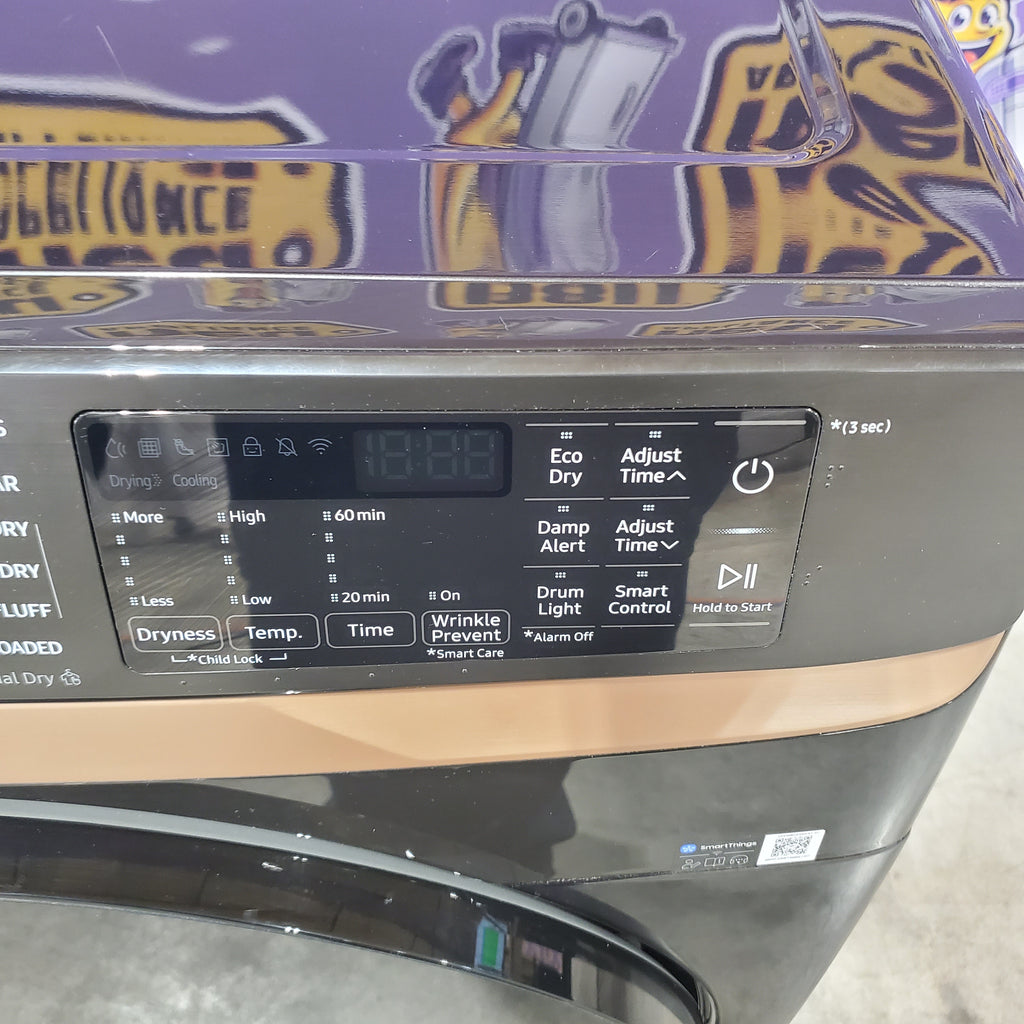 Samsung 7.5 cu. ft. Smart Electric Dryer with Steam Sanitize+ and Sensor Dry in Brushed Black 24SD016 - DVE50BG8300V - Scratch & Dent (Minor)