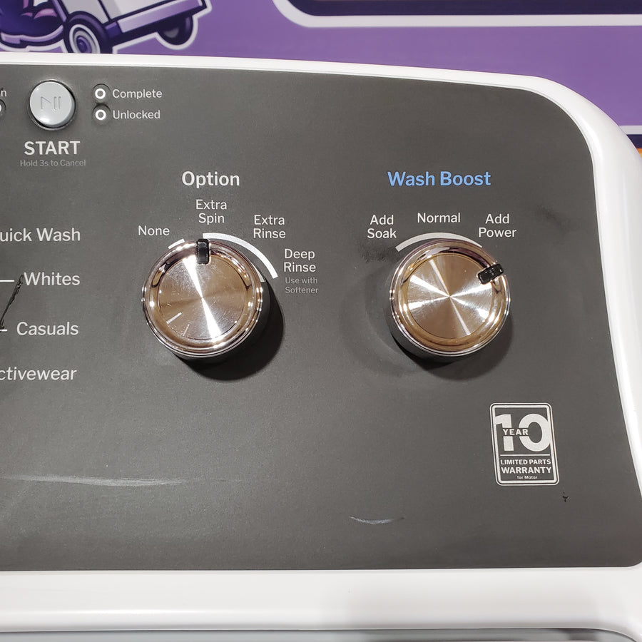 GE® 4.5 cu. ft. Capacity Washer with Stainless Steel Basket GTW485ASWWB - New in Box and GE® 7.2 cu. ft. Capacity Gas Dryer with Up To 120 ft. Venting and Extended Tumble 16205 - GTD48GASWWB - Scratch & Dent (Minor)