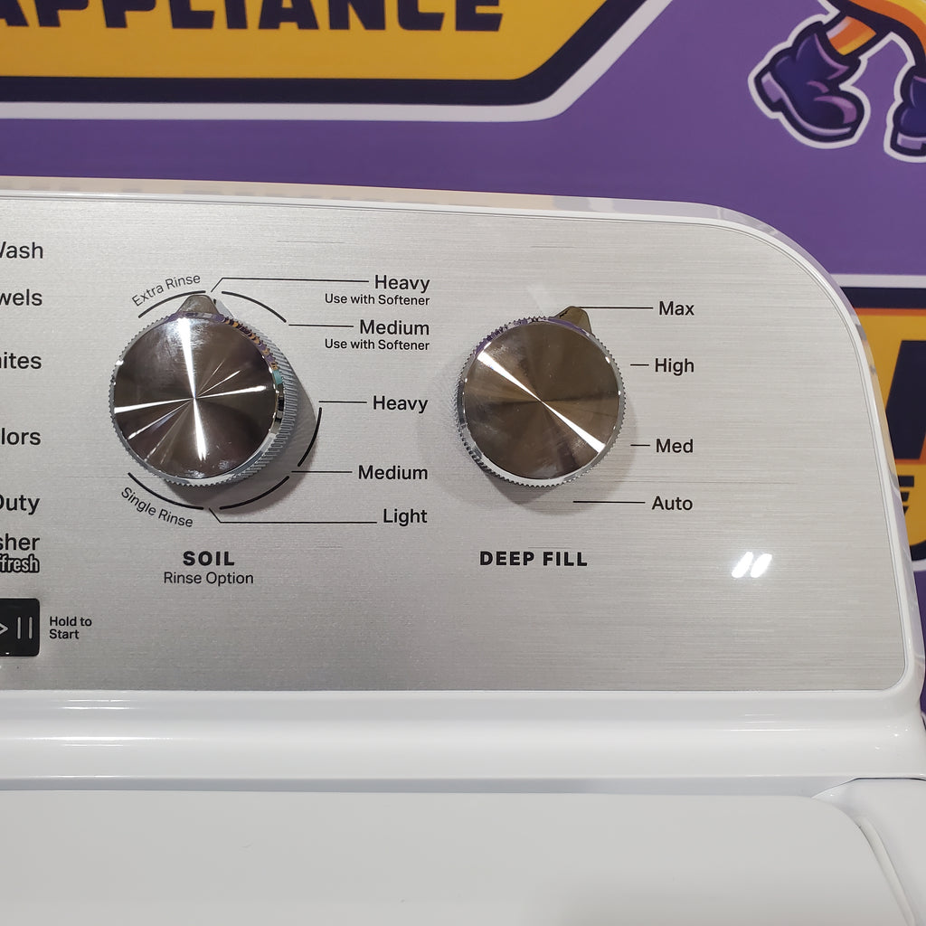 Pictures of Maytag Top Load 4.7 cu. ft. Agitator Washer with Extra Power and Deep Fill Option MVW5435PW and Gas Wrinkle Prevent 7.0 cu. ft Dryer with End of Cycle Signal MGD4500MW - Neu Appliance Outlet - Discount Appliance Outlet in Austin, Tx