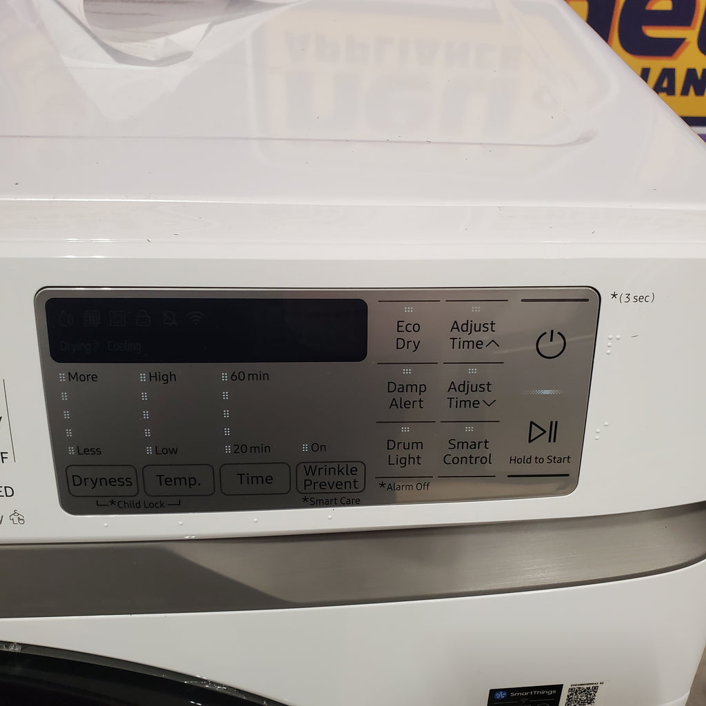 Samsung 4.5 cu. ft. Large Capacity Smart Front Load Washer with Super Speed Wash in White WF45B6300AW - Scratch & Dent (Minor) and Samsung 7.5 cu. ft. Smart Electric Dryer with Steam Sanitize+ in White 16064 - DVE45B6300W - Open Box