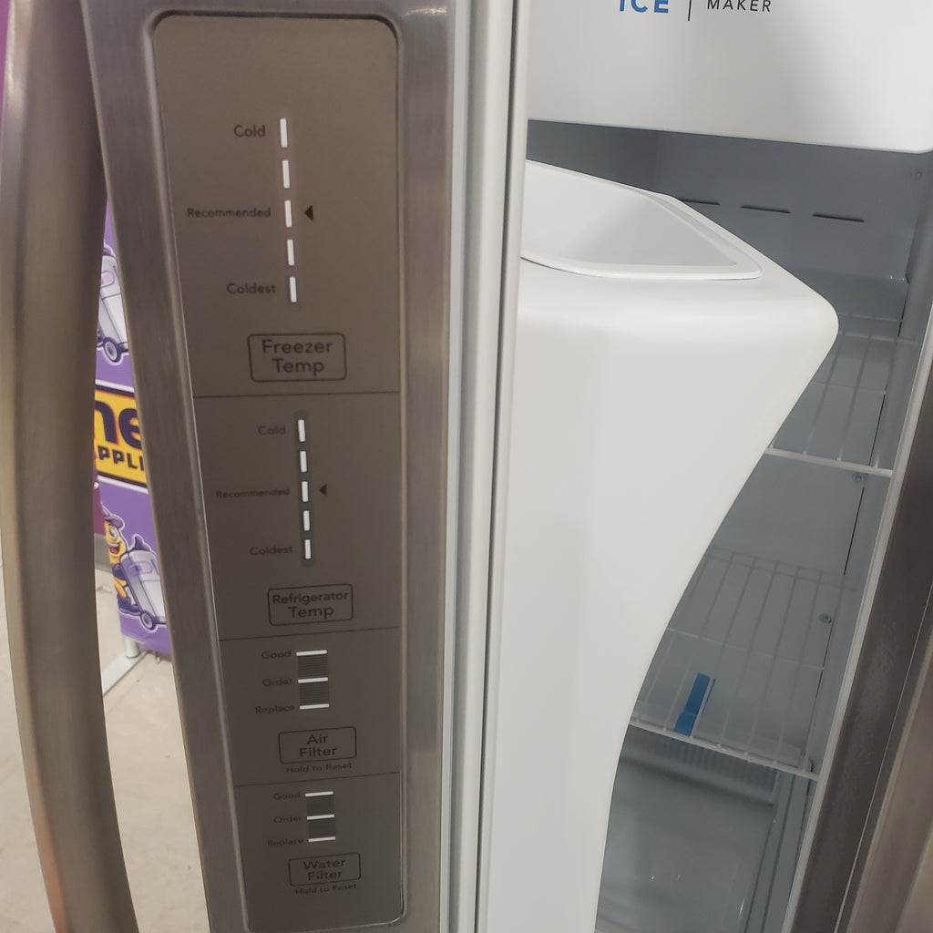 Pictures of Frigidaire 25.6 cu. ft. ENERGY STAR Side by Side Refrigerator with Exterior Water and Ice Dispenser in Stainless Steel FRSS2623AS - Scratch & Dent (Moderate) - Neu Appliance Outlet - Discount Appliance Outlet in Austin, Tx