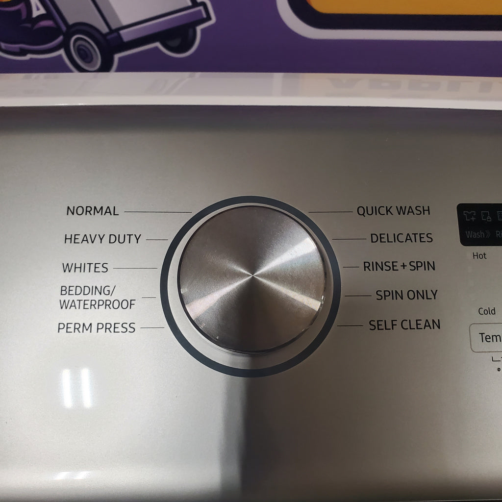 Pictures of Samsung White Top Load 5.0 Cu. Ft. Washer with Active Water Jet WA50R5200AW - Certified Refurbished and Samsung White Electric 7.4 Cu. Ft. Dryer with Sensor Dry DVE50R5200W - Scratch and Dent (Minor) - Neu Appliance Outlet - Discount Appliance Outlet in Austin, Tx