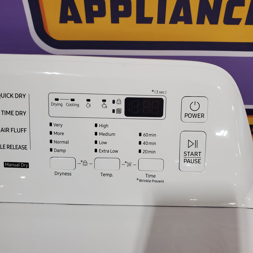 Pictures of Samsung 4.5 cu. ft. Top Load Washer with Vibration Reduction Technology+ in White WA45T3200AW - Open Box and Samsung 7.2 cu. ft. Electric Dryer with Sensor Dry in White 16125 - DVE45T3200W - Open Box - Neu Appliance Outlet - Discount Appliance Outlet in Austin, Tx
