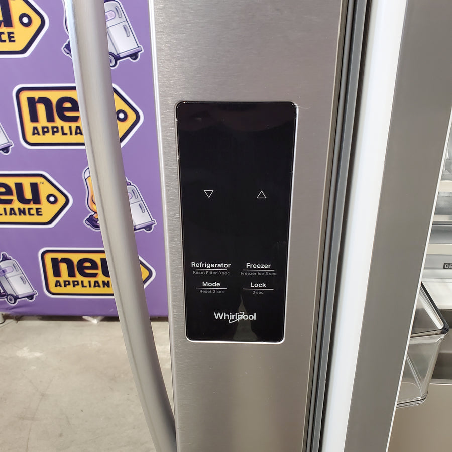Whirlpool 31 cu. ft. Standard Depth French Door Refrigerator in Fingerprint Resist Stainless Finish w/ Interior Dispenser WRFF3336SZ - Scratch & Dent (Moderate)